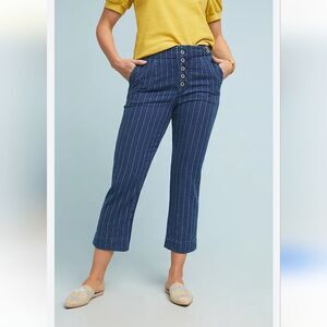 Anthropologie Pilcro Letterpress High Rise Pinstripe Trouser Crop Jeans 31